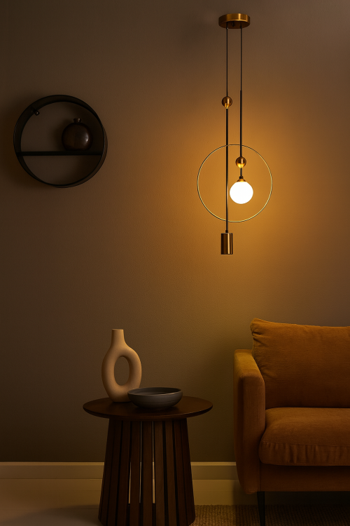 Lampa sufitowa TROSTI Italux w kolorze mosiądzu to połączenie nowoczesnego stylu i funkcjonalności. Dwa źródła światła G9 i GU10 zapewniają efektowne i praktyczne oświetlenie. Idealna nad stół lub wyspę kuchenną.