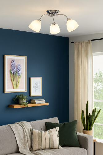 Lampa sufitowa AVILA 3xE27 chrom z białymi kloszami to elegancka i funkcjonalna propozycja do salonu, sypialni lub jadalni. Stylowy design i metalowo-szklana konstrukcja gwarantują trwałość oraz efektowne oświetlenie wnętrza w nowoczesnym stylu.