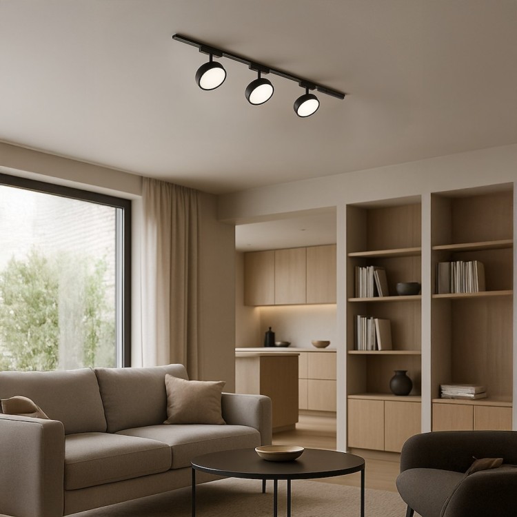 Czarna oprawa Slim Magnetic 9W LED z regulacją barwy 3000K–6000K to nowoczesne i funkcjonalne oświetlenie. Montaż magnetyczny umożliwia łatwe przesuwanie i zmianę aranżacji. Idealna do salonu, kuchni lub biura.