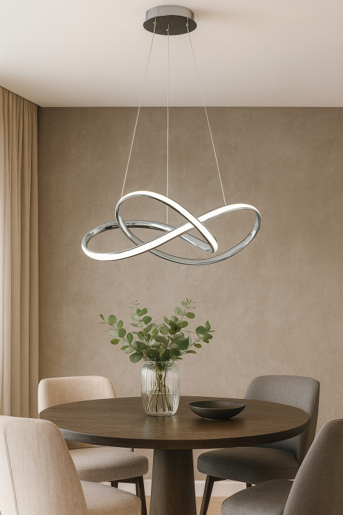 Lampa wisząca CAPPIO ML3806 Milagro to nowoczesne oświetlenie w kolorze białym i chrom. Elegancki design, neutralne światło 4000K i LED 36W tworzą stylowy i funkcjonalny akcent do salonu, jadalni i kuchni.