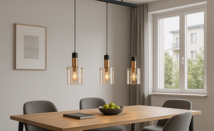Lampa sufitowa BELLA 3xE27 złota 62168 to elegancka propozycja nad stół lub wyspę kuchenną. Połączenie czerni, złota i bursztynowych kloszy tworzy ciepły klimat. Trzy źródła E27 zapewniają jasne i efektowne oświetlenie.
