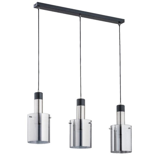 Stylowa lampa BELLA 62169 Alfa w kolorze czarnym ze szklanymi kloszami w odcieniu dymionym doskonale pasuje do wnętrz loft i nowoczesnych. Trzy źródła E27 zapewniają efektowne oświetlenie.