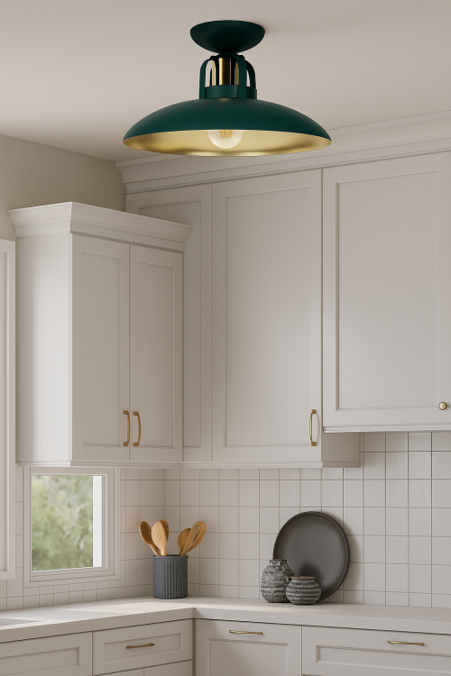 Lampa sufitowa FELIX 1xE27 w kolorze zielonym ze złotym wnętrzem to połączenie stylu i elegancji. Idealna do salonu, jadalni lub kuchni, zapewnia przyjemne, ciepłe światło.