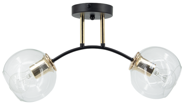 ELBA 8084/2 BL TR to elegancka lampa sufitowa o subtelnym designie, łącząca czerń, złoto i szkło. Idealna do wnętrz w stylu modern i industrial.