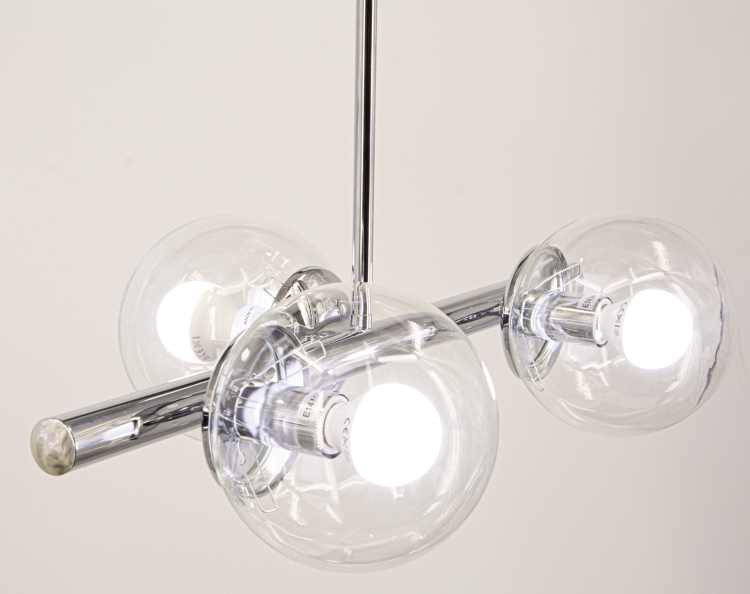 Stylowa lampa sufitowa OTIS 3xE27 chrom – połączenie szkła i metalu w ponadczasowej, eleganckiej formie