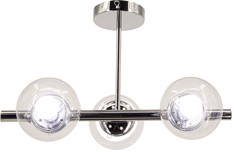 Lampa sufitowa OTIS 3xE27 chrom z przezroczystymi kloszami to elegancki dodatek do wnętrz w stylu modern i glamour.