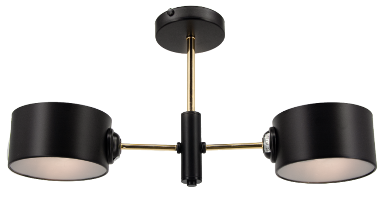 Elegancka lampa sufitowa VITO 2xE27 czarna złota zachwyca minimalistycznym designem i trwałym wykonaniem z metalu i szkła. Dwa cylindryczne klosze tworzą przytulne oświetlenie idealne do salonu, jadalni i kuchni.