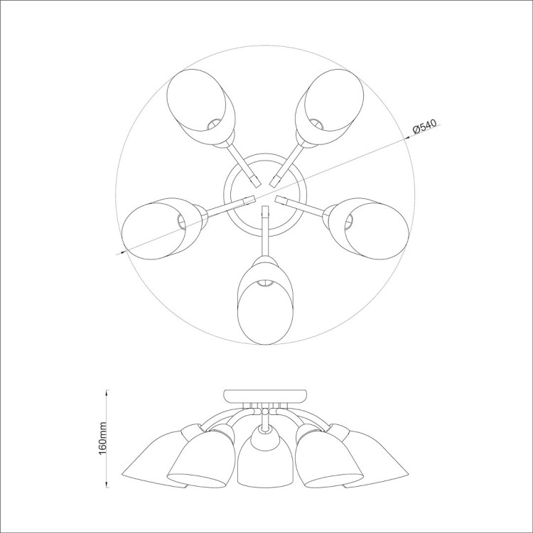 Uniwersalna lampa sufitowa PORTOS Milagro z pięcioma punktami światła E14. Chromowane wykończenie i białe klosze tworzą harmonijną, elegancką kompozycję.