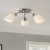 Uniwersalna lampa sufitowa PORTOS Milagro z trzema punktami światła E14. Chromowane wykończenie i białe klosze tworzą harmonijną, elegancką kompozycję.