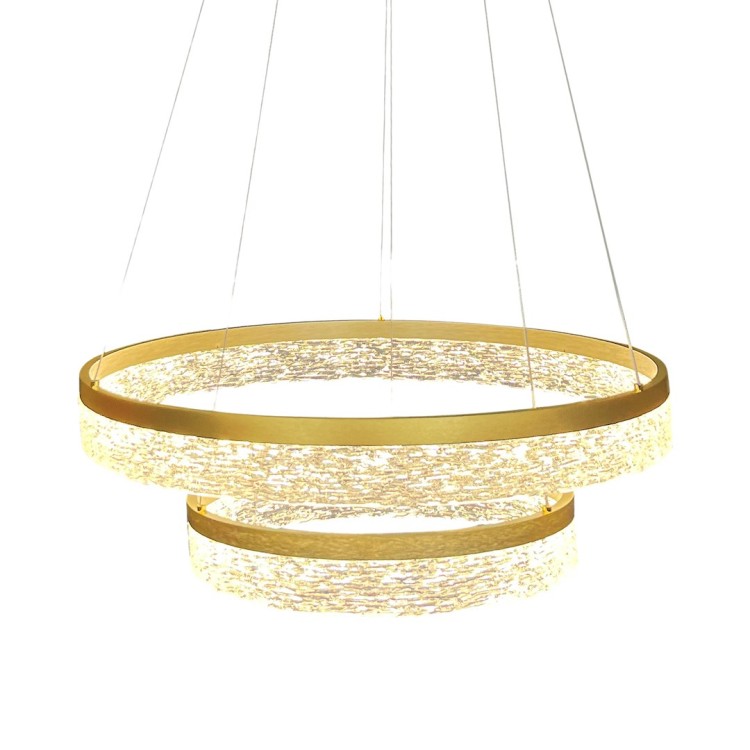 Lampa GALA GOLD Milagro z dwoma pierścieniami LED to idealny wybór do aranżacji modern i glamour. 54W LED i 4320 lm oferują mocne, efektowne oświetlenie. Regulowana wysokość umożliwia dopasowanie do każdego wnętrza.