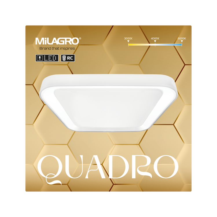 Elegancki plafon QUADRO 38W LED Milagro ML7928 zachwyca białym wykończeniem i nowoczesną formą. Zmienna barwa światła i ściemnianie pilotem zapewniają wygodę, a mocne LED 38W gwarantuje idealne oświetlenie każdego pomieszczenia w domu.