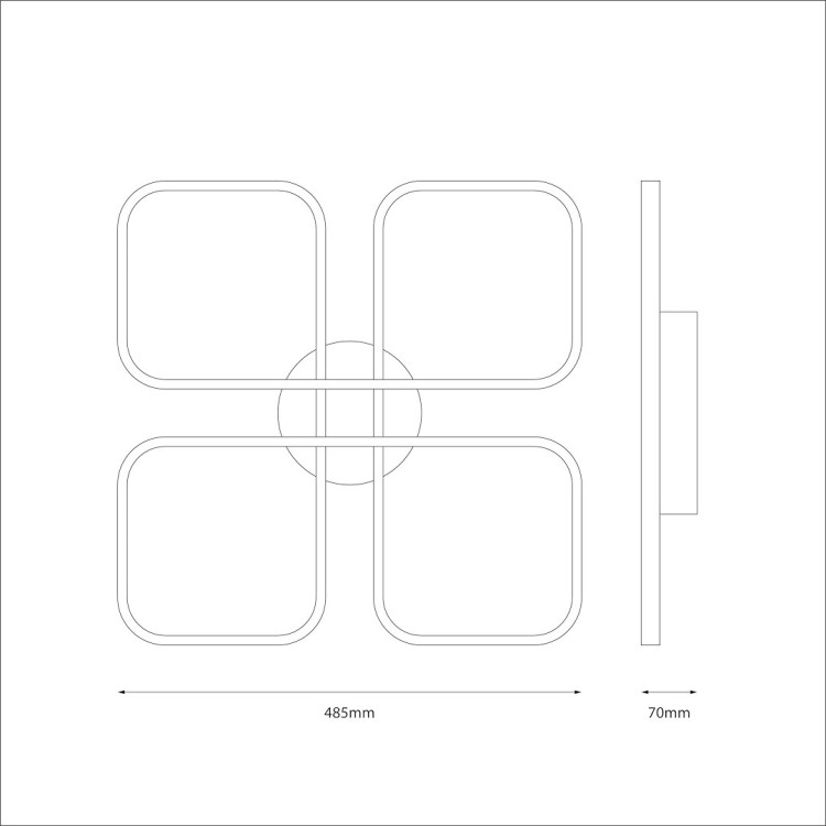 Czarny plafon LED 48,5 × 48,5 cm to połączenie elegancji i funkcjonalności. 40W, 1507 lm i barwa 4000K zapewniają komfortowe światło. Idealny do salonu, jadalni, biura i wnętrz w stylu loft, modern i premium.