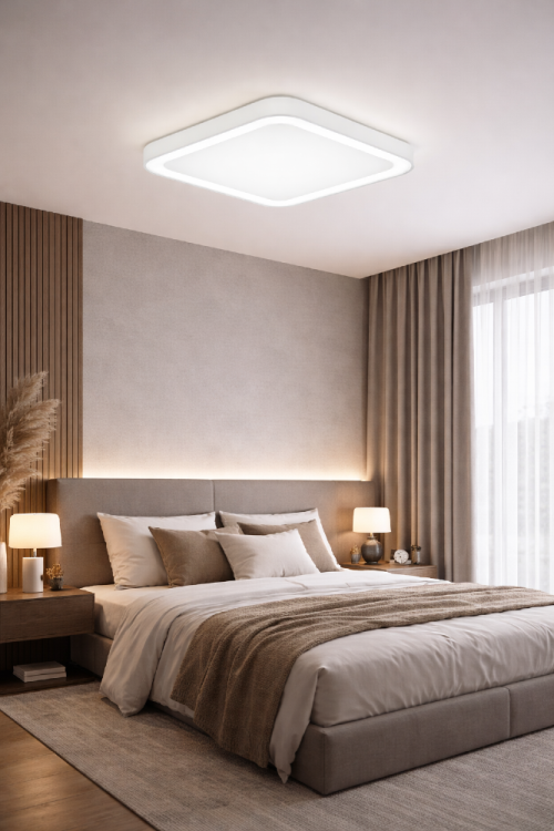 Plafon QUADRO 38W LED Milagro ML7928 to nowoczesne oświetlenie z funkcją zmiany barwy światła CCT i ściemniania pilotem. Idealny do salonu, sypialni i biura. Białe wykończenie, elegancki design i wydajny LED 38W