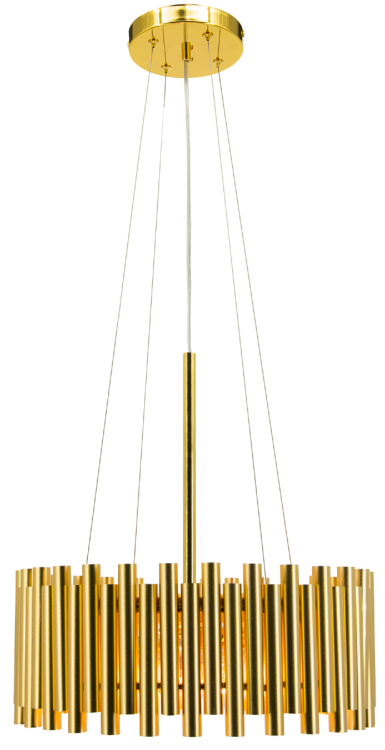 Wisząca lampa NARNI 4xE27 w złotym kolorze to stylowy dodatek do nowoczesnych wnętrz. Wykonana z trwałego metalu, zapewnia świetne oświetlenie i elegancki wygląd. Idealna nad stół, do salonu lub jadalni. Wysokość całkowita 110 cm.