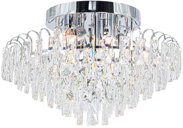 Kryształowa lampa MONACO 6773/6A 8C zachwyca chromowaną oprawą i wielowymiarowymi kryształami. Doskonała do aranżacji glamour i nowoczesnych wnętrz klasy premium.