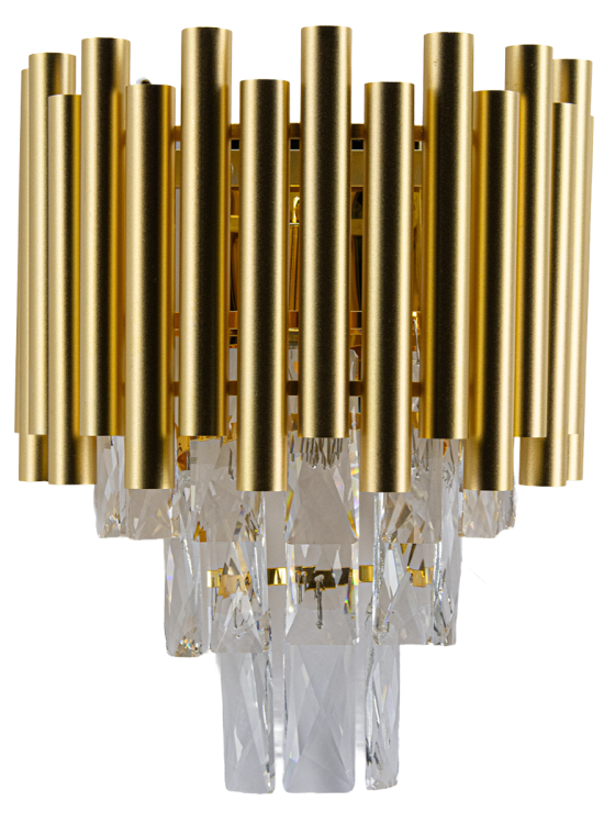 Stylowy kinkiet BARI 1xE27 ze złotą oprawą i transparentnymi kryształami doda Twojemu wnętrzu prestiżu i elegancji. Doskonały jako oświetlenie akcentowe w salonie, sypialni i jadalni.