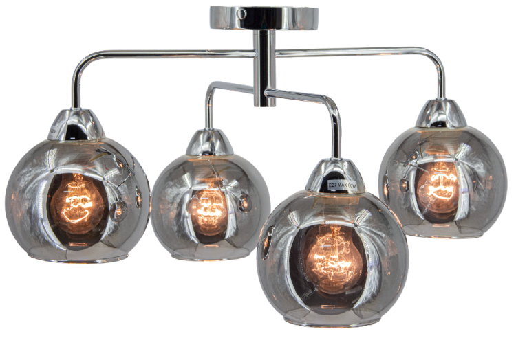 ASPEN 4xE27 chrom to lampa o eleganckich, dymionych kloszach, które tworzą miękkie, przytulne światło. Świetny wybór do nowoczesnych aranżacji. Solidna konstrukcja, wysokiej jakości szkło i minimalistyczna forma.