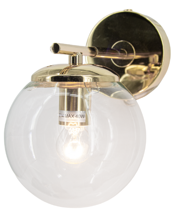 Stylowy kinkiet ERICE 8491/1 TR w złotym kolorze z przezroczystą kulą to doskonały wybór do nowoczesnych i klasycznych wnętrz. Wykonany z metalu i szkła, zapewnia dekoracyjne, miękkie światło. Na żarówkę E14 LED.