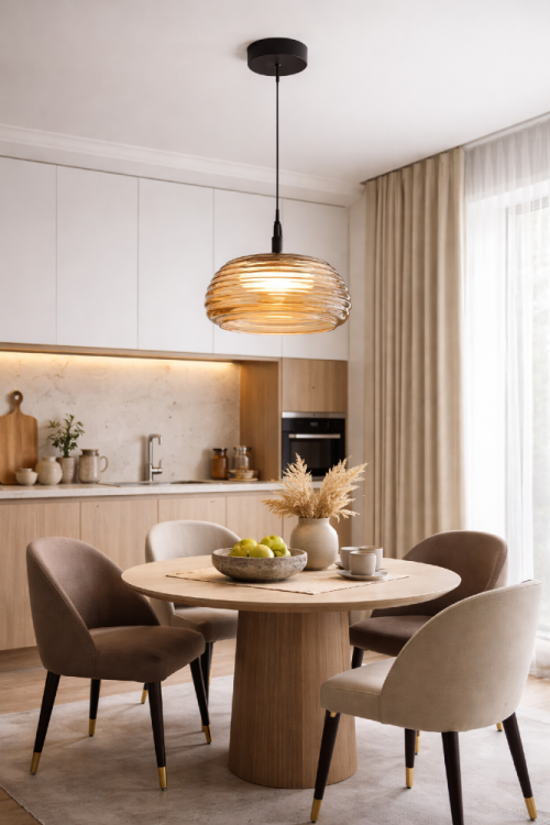 Lampa sufitowa LOCULI 20W LED Italux to elegancka oprawa z bursztynowym, ryflowanym kloszem i ciepłą barwą światła 3000K. Moc 1234 lm i 3-stopniowe ściemnianie zapewniają idealne oświetlenie do kuchni, jadalni i salonu. Nowoczesny design i wysoka jakość.