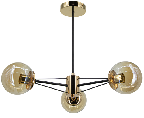 Nowoczesna lampa RAUL 8047/3 BL TR łączy złote detale z czarną konstrukcją, wprowadzając do wnętrza styl i blask. Idealna do aranżacji modern i glamour.