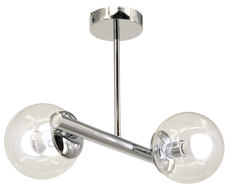 Lampa sufitowa OTIS 2xE27 chrom 3010/2 8C to eleganckie oświetlenie z przezroczystymi kloszami w formie kul. Idealna do salonu, jadalni lub sypialni – dodaje wnętrzu blasku i nowoczesnego stylu.