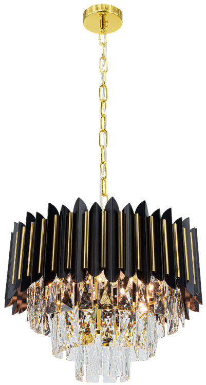 Styl glamour w najlepszym wydaniu! Żyrandol RONDA 6263/4 TR BL łączy czarne i złote elementy z transparentnymi kryształami. Wspaniale oświetla i dekoruje salon, jadalnię i sypialnię. Elegancja i nowoczesność w jednym.