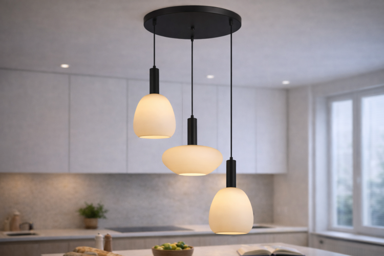 Nowoczesna lampa GATER 3xE27 zachwyca minimalistycznym designem i ponadczasową kolorystyką. Czarna podsufitka i opalowe klosze tworzą stylowe oświetlenie do wnętrz modern, loft i modern classic.