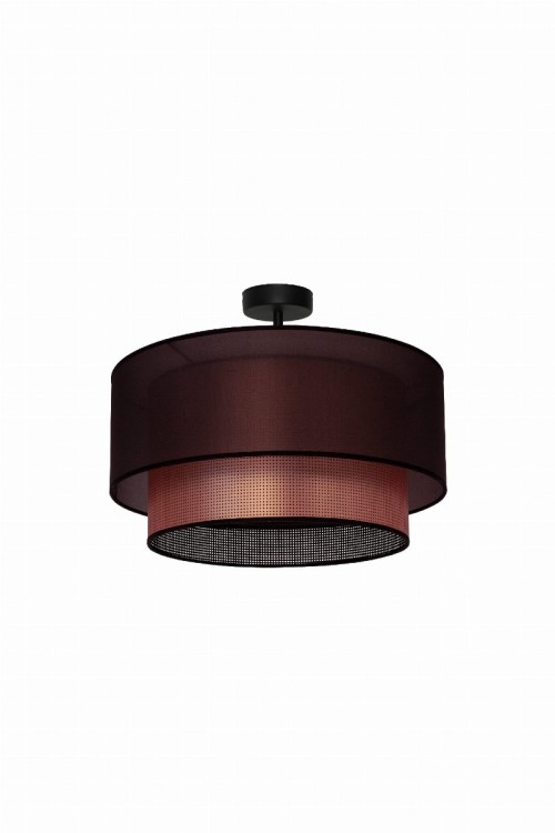 Lampa sufitowa COPPER Duolla 604369 45 cm w kolorze miedziano-czarnym. Abażur z organzy w kropki, wzmocniony folią. 1xE27 LED max 15W, IP20. Idealna do salonu, sypialni i jadalni.