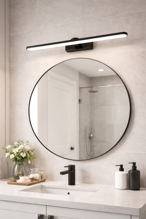 Czarny kinkiet łazienkowy SPLASH BLACK Milagro to funkcjonalne oświetlenie nad lustro. LED 16W, 1120 lm i barwa 4000K gwarantują równomierne światło. Odporność IP44 sprawdzi się w łazience.