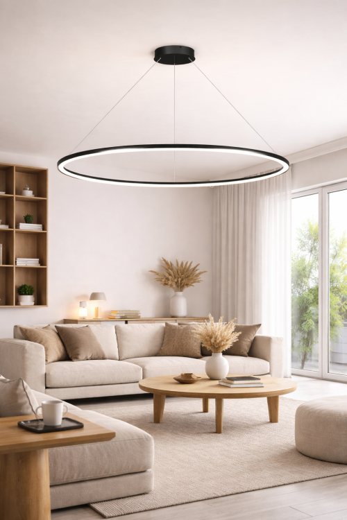 Nowoczesna lampa LED SATURNO 120 cm zapewnia mocne i równomierne światło. Zintegrowane LED 65W, kąt świecenia 120° i klasa IP44 czynią ją funkcjonalnym oświetleniem do dużych wnętrz.
