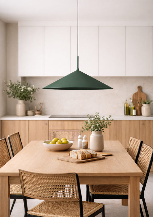 Stylowa lampa wisząca CAPITAL MLP0949 to połączenie elegancji i funkcjonalności. Duży klosz 60 cm w kolorze butelkowej zieleni, regulowana wysokość oraz możliwość zastosowania żarówki LED GX53 czynią ją idealnym wyborem do salonu i jadalni.