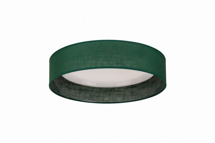 Plafon sufitowy Duolla 605403 z zielonym abażurem i białym kloszem to eleganckie oświetlenie LED 24W. Neutralna barwa światła 4000K sprzyja codziennemu użytkowaniu w salonie, sypialni lub przedpokoju.