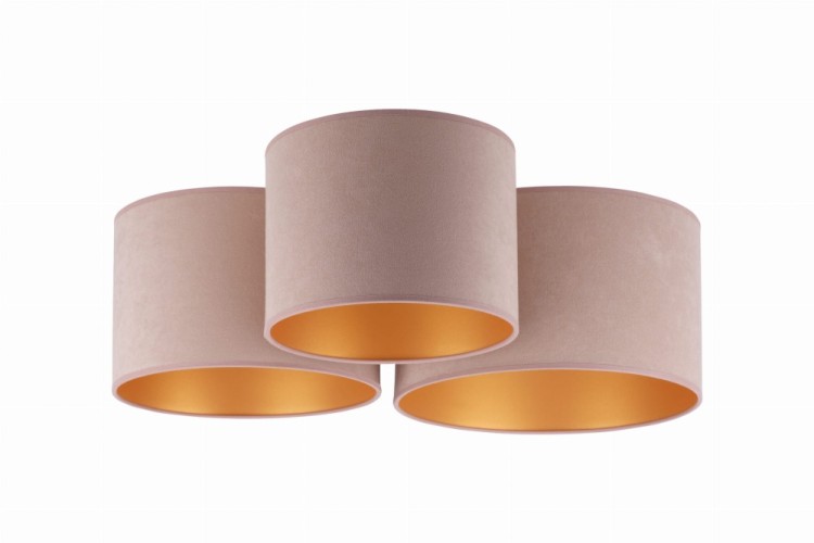 Elegancka lampa sufitowa BEIGE Duolla 600378 z zamszowymi abażurami w różnych rozmiarach doskonale uzupełni salon, sypialnię lub stylowy pokój dziecięcy.