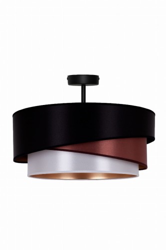 Lampa sufitowa KOBO 1xE27 czarna miedziana z białym atłasem to eleganckie oświetlenie do salonu i sypialni. Duży abażur 45 cm subtelnie rozprasza światło, tworząc przytulny klimat. Idealna do nowoczesnych wnętrz.