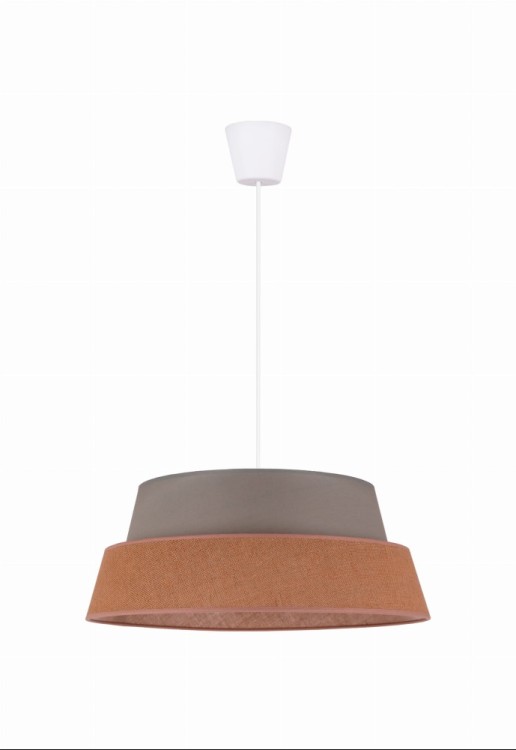 Naturalna lampa sufitowa Galaxy w odcieniach szałwii i juty ociepli każde wnętrze. Abażur 50 cm, metalowy biały zwis 100 cm, 1xE27. Idealna nad stół, do salonu i sypialni.