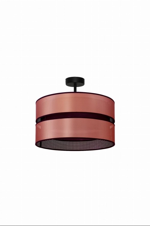 Nowoczesna lampa sufitowa COPPER 40 cm Duolla z czarno-miedzianym wykończeniem. Abażur z organzy wzmocniony folią daje miękkie światło. Źródło 1xE27 LED do 15W.