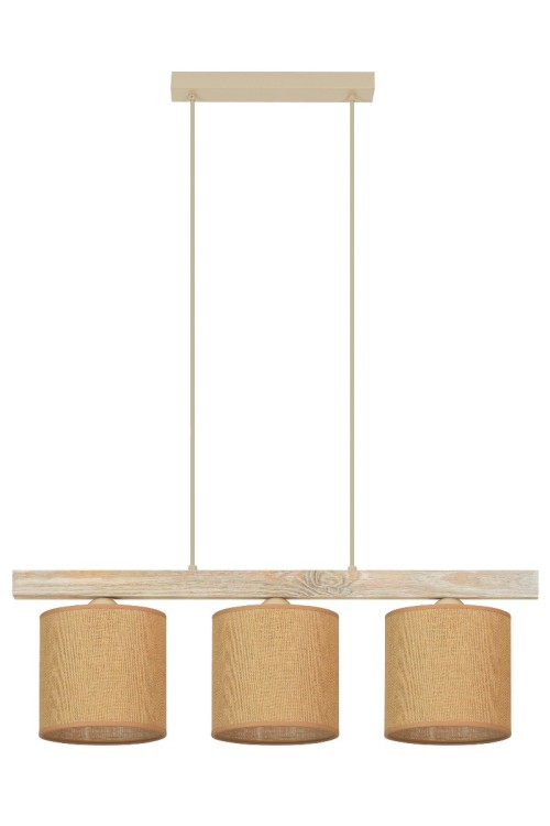 Lampa sufitowa FOREST 3xE27 Duolla to stylowa oprawa z drewna, juty i tkaniny w naturalnym beżu. Trzy punkty światła zapewniają równomierne oświetlenie, a design boho i skandynawski sprawia, że idealnie pasuje nad stół, do salonu lub kuchni.