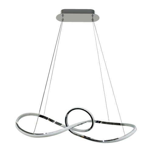 Lampa wisząca MARCO ML8117 Milagro w kolorze chromu ma dekoracyjną formę z centralną pętlą. Zintegrowany LED 42W emituje neutralne światło 4000K. Szerokość 73 cm, regulowana wysokość 50–100 cm.