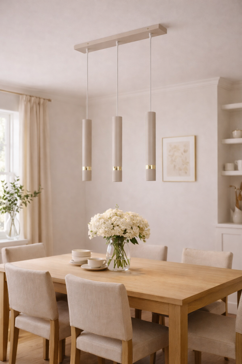 Nowoczesna lampa JOKER 3xGU10 kaszmir złoto to elegancka propozycja do jadalni i kuchni. Smukłe tuby i regulowane zawieszenie pozwalają stworzyć stylową i funkcjonalną aranżację.