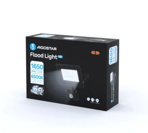 Energooszczędny naświetlacz LED 20W z czujnikiem ruchu PIR idealnie sprawdzi się przy wejściu do domu, garażu lub na podjeździe. Jasność 1650 lumenów i szeroki kąt świecenia 110° zapewniają skuteczne oświetlenie posesji.