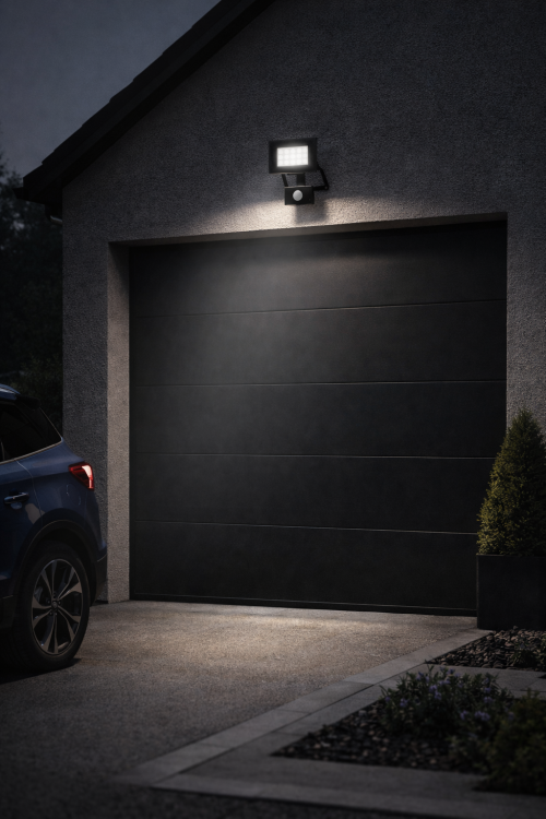 Naświetlacz LED z czujnikiem ruchu 20W to idealne oświetlenie do garażu, wejścia do domu lub ogrodu. Jasne światło 1650 lm i kąt świecenia 110° skutecznie oświetlają przestrzeń wokół budynku. Czujnik ruchu wykrywa obecność z odległości do 10 metrów.