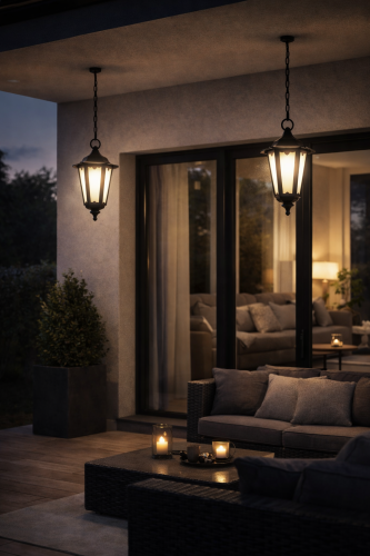 Stylowa lampa ogrodowa wisząca RETRO MIDI to idealne oświetlenie tarasu, ganku lub altanki. Solidny korpus z aluminium oraz klosz ze szkła piaskowanego tworzą wyjątkowy klimat. Stopień ochrony IP43 chroni lampę przed wilgocią.