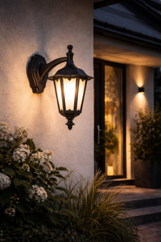 Stylowy kinkiet ogrodowy RETRO MIDI to idealne oświetlenie elewacji domu, balkonu lub altanki. Solidny korpus z aluminium oraz klosz ze szkła piaskowanego tworzą elegancki efekt świetlny. Klasa szczelności IP43 chroni lampę przed wilgocią.