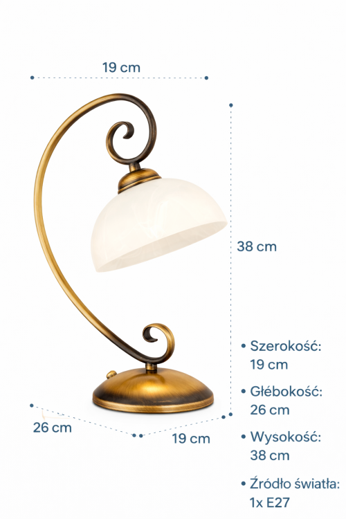 Antyczna lampa stołowa z alabastrowym kloszem.png