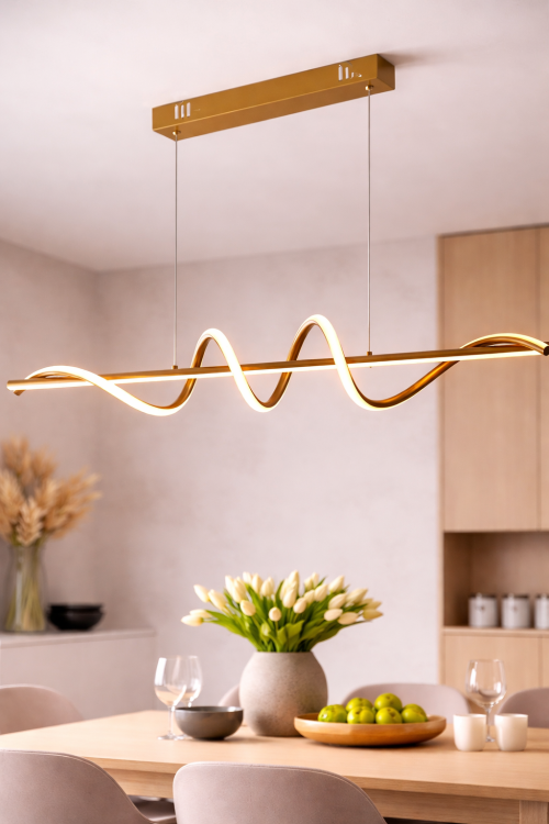 Lampa wisząca LED Bastelo 100 cm o falowanej formie to idealne rozwiązanie do nowoczesnych wnętrz. Moc 3400 lm i możliwość wyboru barwy światła sprawiają, że dopasujesz ją do każdego pomieszczenia.