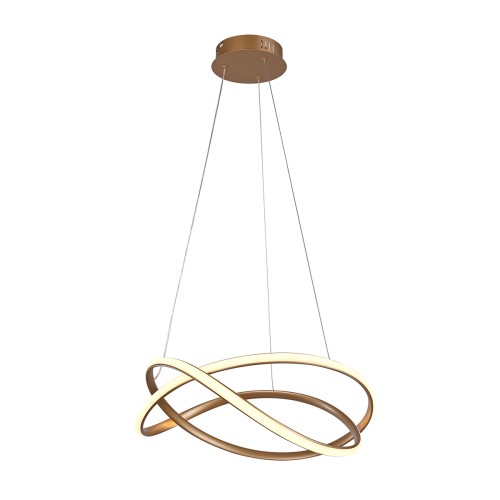 Nowoczesna złota lampa wisząca LED 50 cm to eleganckie oświetlenie do salonu i jadalni. 3400 lm oraz możliwość wyboru barwy światła zapewniają komfort i idealne dopasowanie do wnętrza.