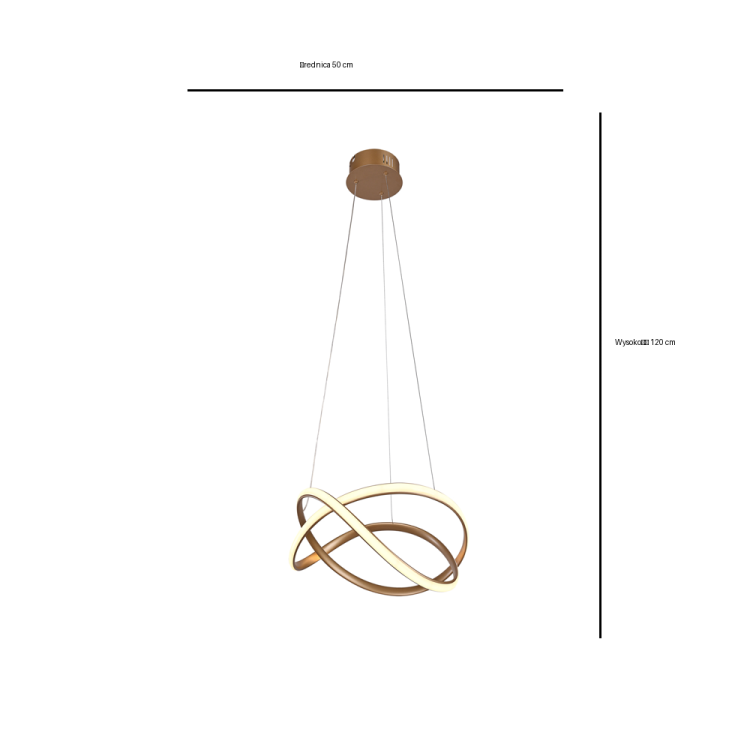 Designerska lampa LED 40W o strumieniu 3400 lm to funkcjonalne i dekoracyjne oświetlenie. Złoty kolor i geometryczna forma świetnie pasują do nowoczesnych wnętrz.