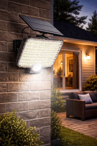 Lampa solarna z czujnikiem ruchu 600 lm to idealne rozwiązanie do oświetlenia domu i ogrodu. Naświetlacz LED 4000K zapewnia dobrą widoczność, a panel solarny eliminuje konieczność podłączenia do prądu.