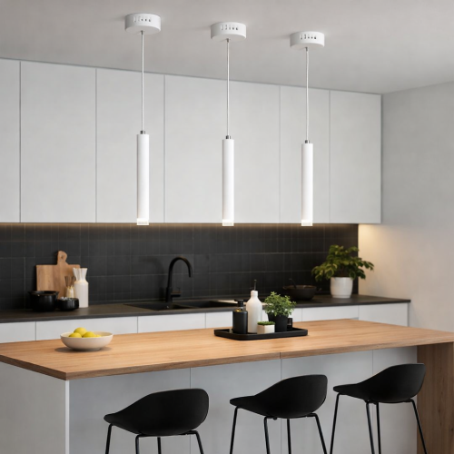 Nowoczesna lampa wisząca ALBA ML188 w kolorze białym to idealne oświetlenie do kuchni i jadalni. LED 5W, 350 lm i neutralna barwa 4000K zapewniają komfortowe światło. Świetnie sprawdzi się nad wyspą lub blatem w aranżacjach minimalistycznych.