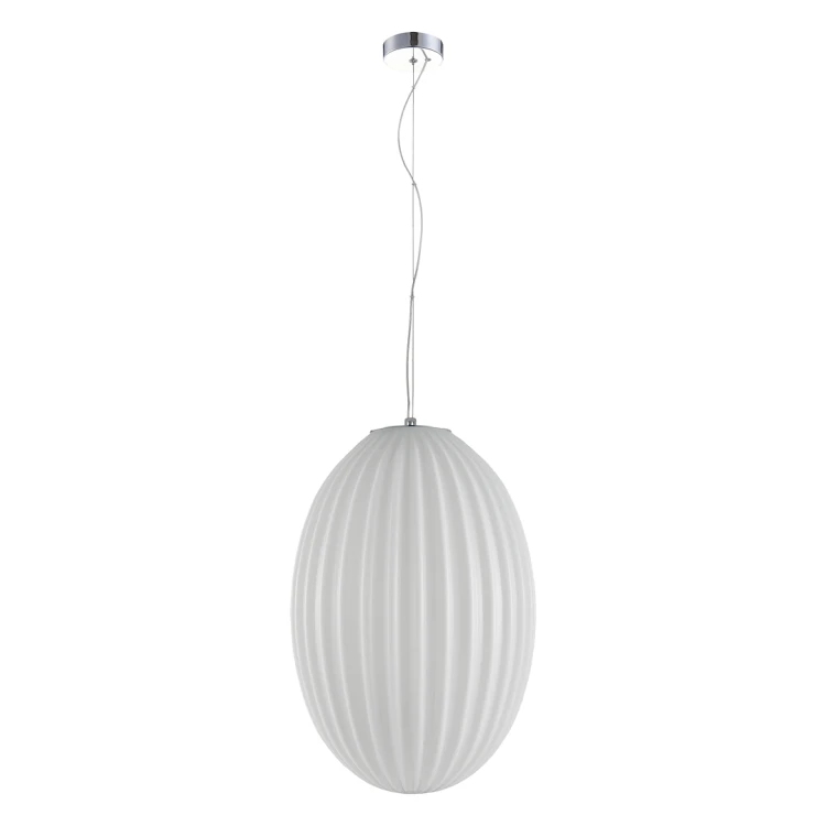 Lampa wisząca BRAGA chrom + biały to nowoczesne oświetlenie z ryflowanym kloszem Ø30 cm. Idealna nad stół, wyspę lub do salonu. Gwint E27 LED i regulowana wysokość zapewniają funkcjonalność i styl w jednym.